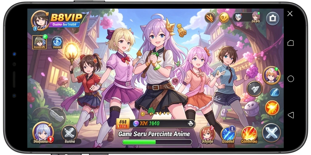 Screenshot utama B8VIP menampilkan aksi seru dari gameplay anime.