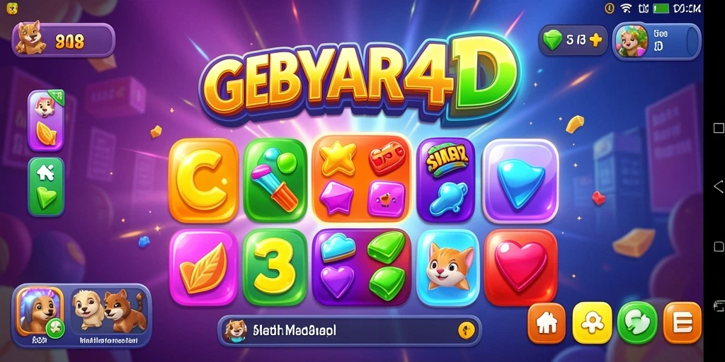 Screenshot gameplay GEBYAR4D menampilkan kombinasi warna cerah dan tantangan seru.