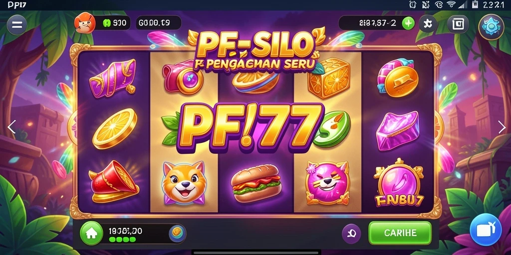 Screenshot utama PF777 menampilkan gameplay slot yang seru dan menegangkan.