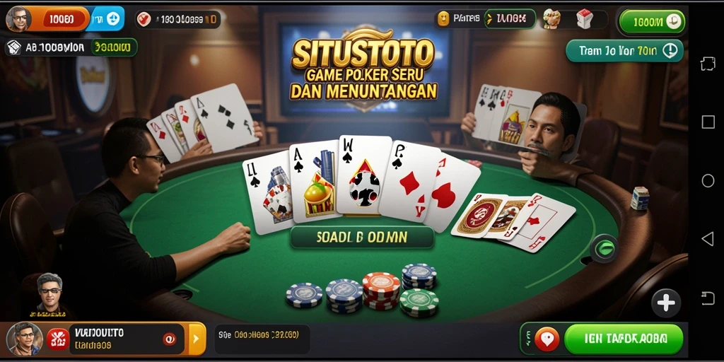 Screenshot gameplay SITUSTOTO menampilkan aksi poker seru dan kompetitif.
