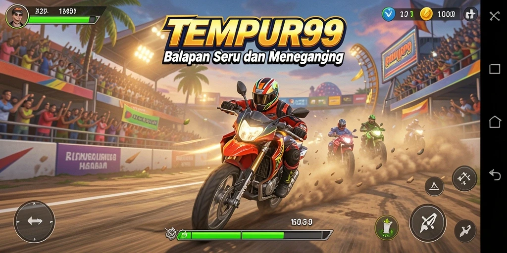 Screenshot memperlihatkan aksi balap mendebarkan di TEMPUR99.