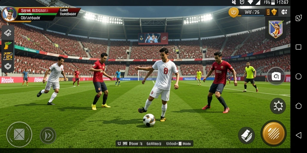 Tangkapan layar utama menunjukkan aksi seru dalam permainan sepak bola.