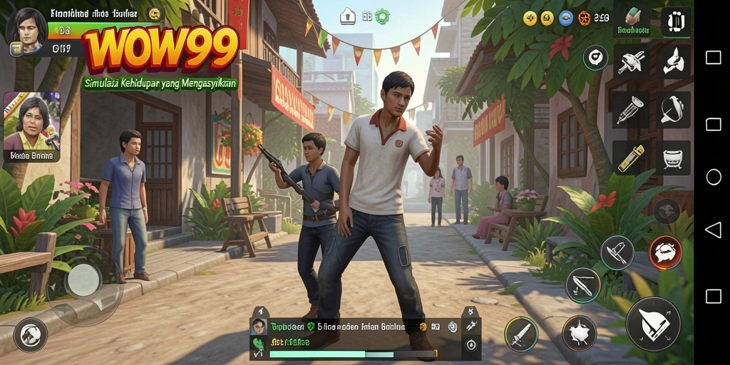 Tampilan screenshot WOW99 menampilkan karakter dalam lingkungan simulasi menarik.