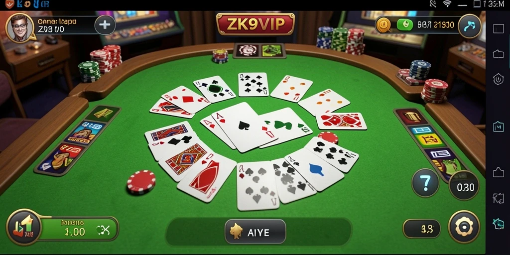 Screenshot gameplay ZK9VIP menampilkan suasana bermain Gaple yang seru.